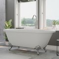 Cambridge Plumbing Acrylic Double Ended Clawfoot Soaking Tub with continuous rim and Polished Chrome Feet ADE-NH-CP